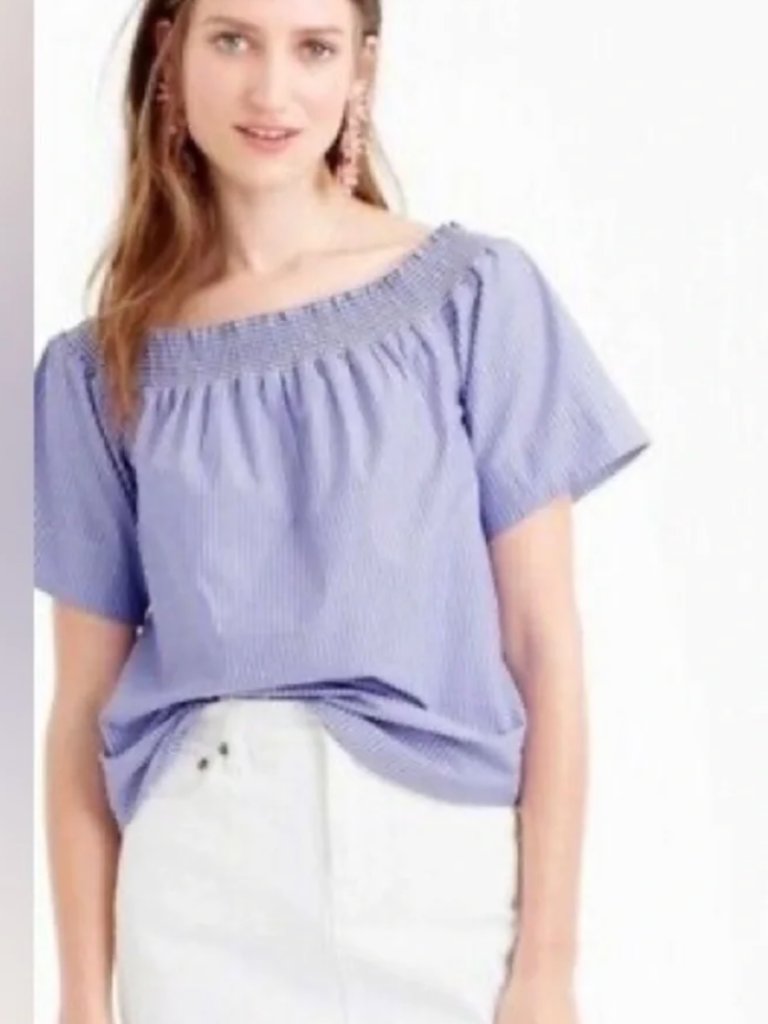 J. Crew Cotton Off The Shoulder Top, Lagoon Blue Sz 14